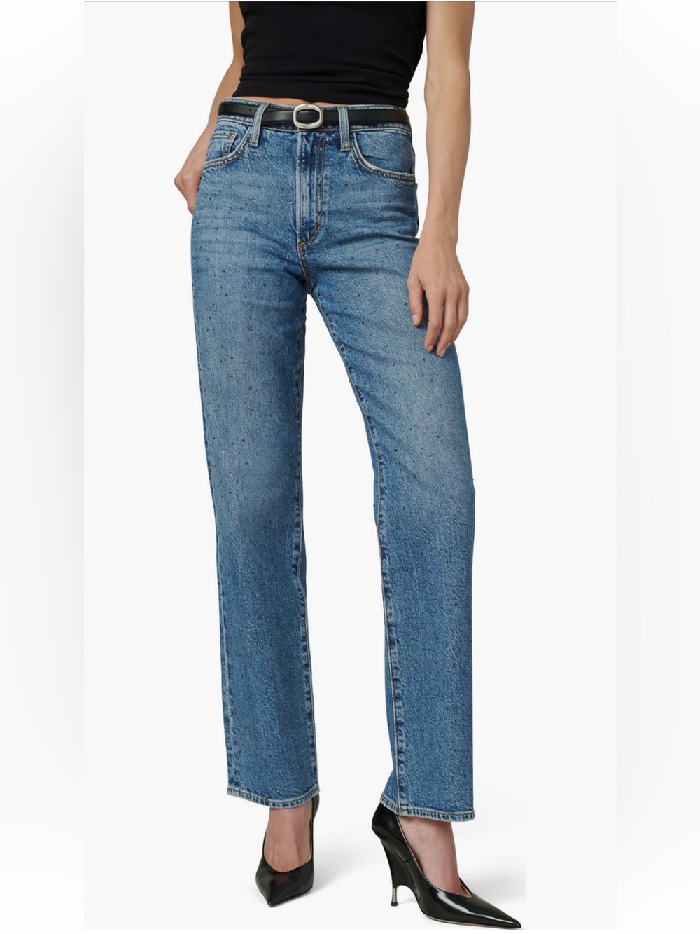 Joe's The Margot Embellished High Waist Straight Leg Jeans Stargaze size 27 NWT